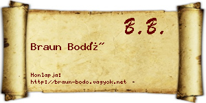 Braun Bodó névjegykártya